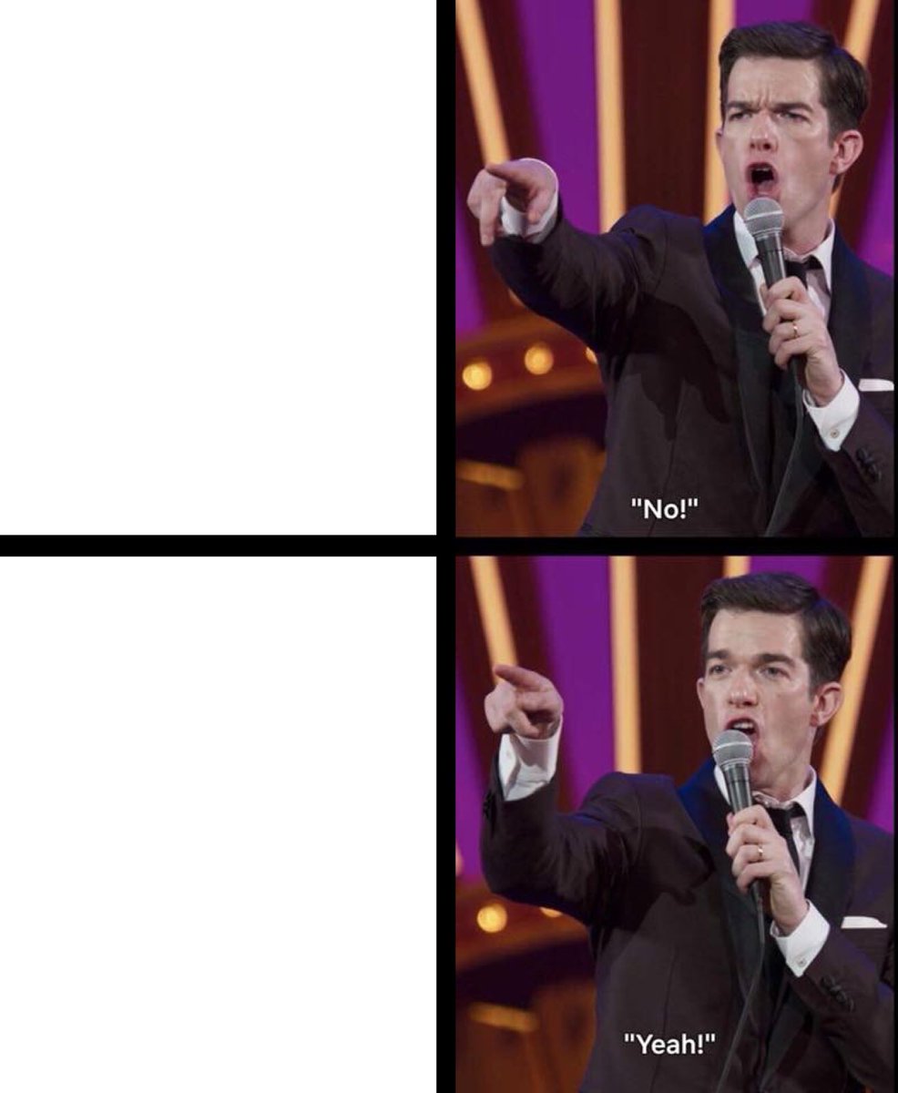 Plantilla de meme John Mulaney No/Yeah