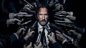 Template meme John Wick surrounded by guns