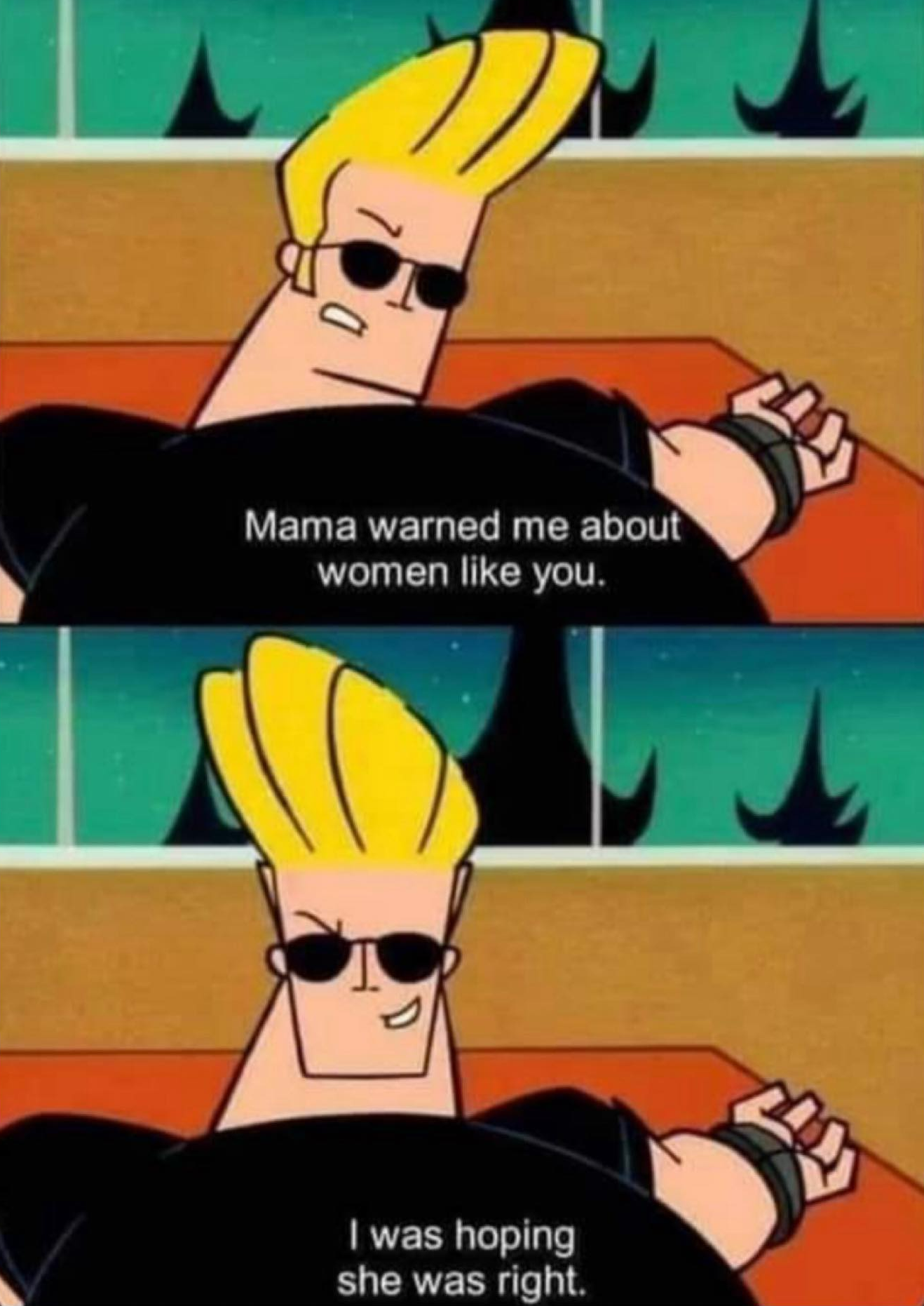 Plantilla de meme Johnny Bravo Mama Warned Me