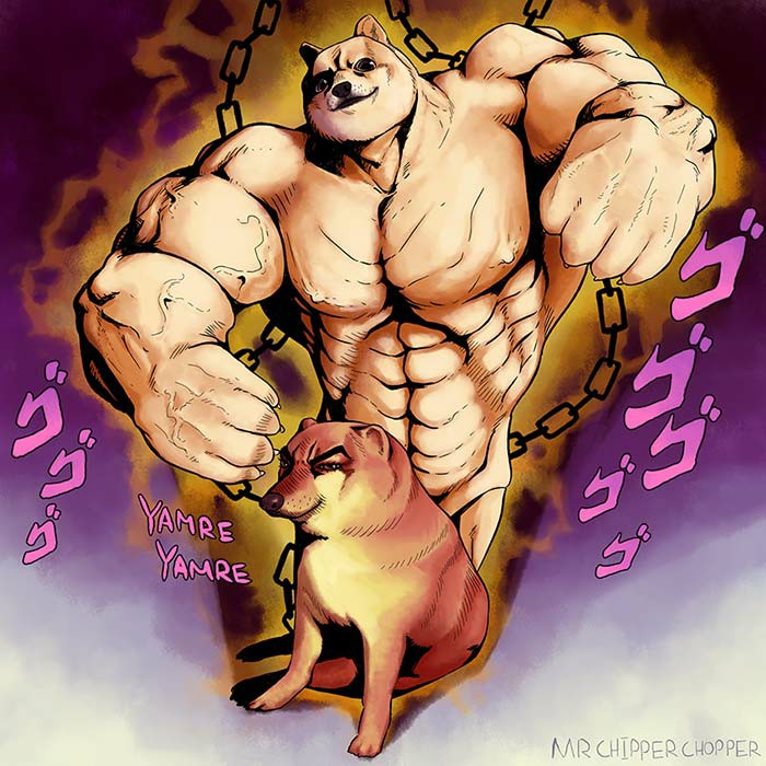 Plantilla de meme JoJo Doge Vs Cheems