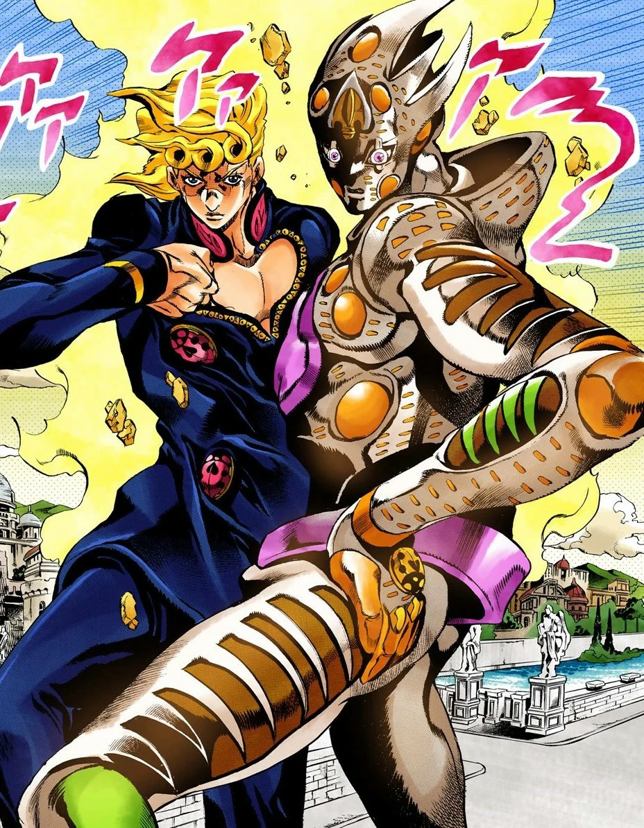 Template meme JoJo's Bizarre Adventure Giorno and Gold Experience Requiem