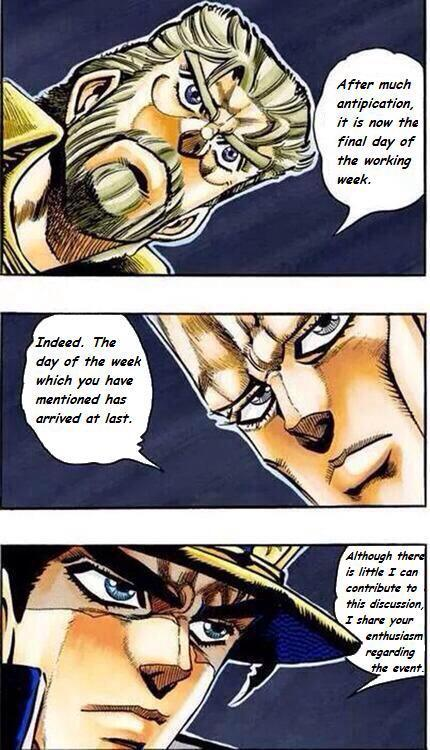 Plantilla de meme jojos friday meme