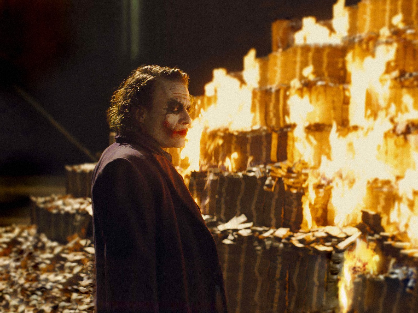 Plantilla de meme Joker Burning Money