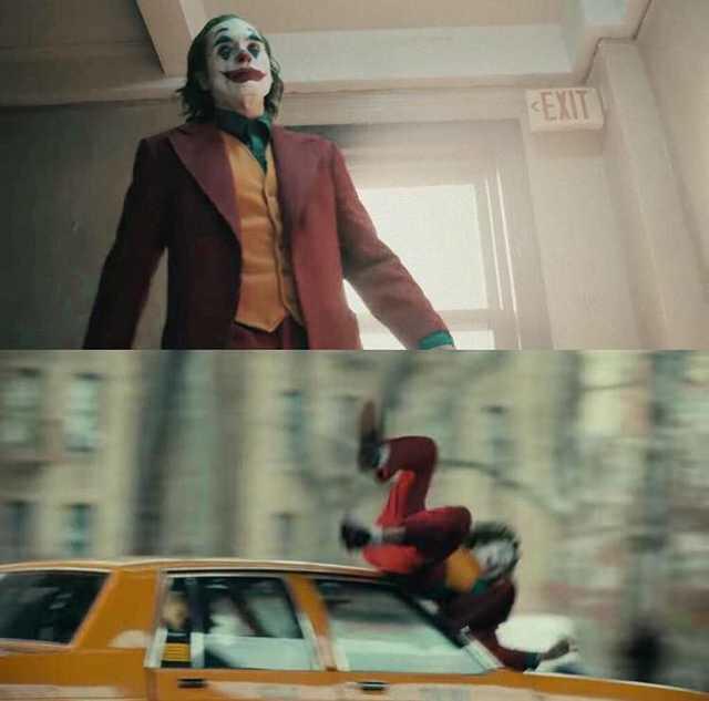 Plantilla de meme joker getting hit by a car