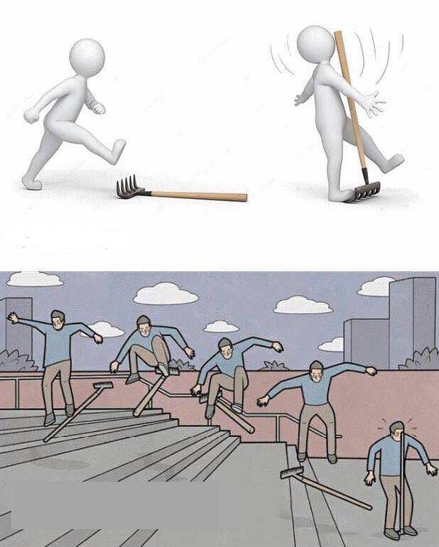 Plantilla de meme Jump on Rake