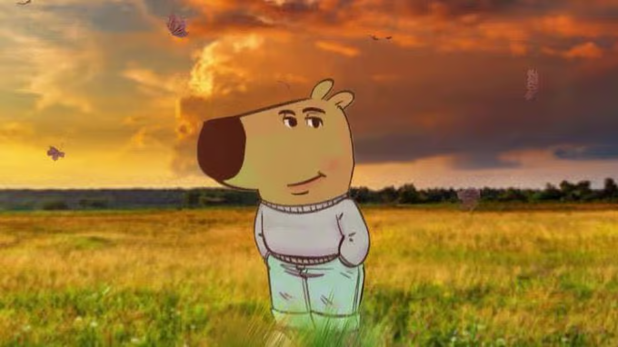 Plantilla de meme just a chill guy outside