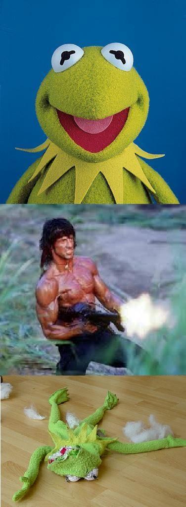 Plantilla de meme Kermit Rambo