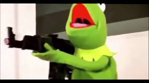 kermit with a huge glock meme template