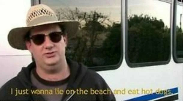 Template meme Kevin Malone I just wanna lie on the beach and eat hot dogs