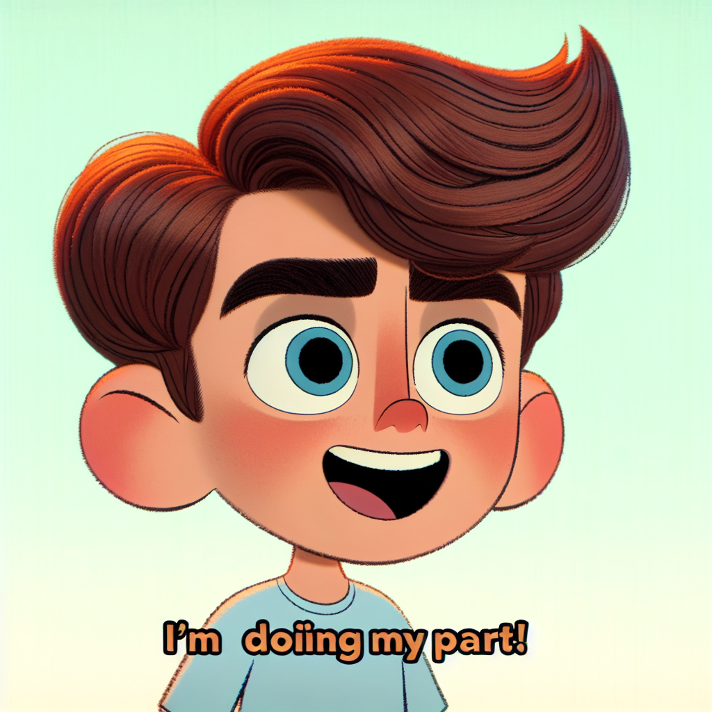 Plantilla de meme Kid yelling "I'm doing my part"