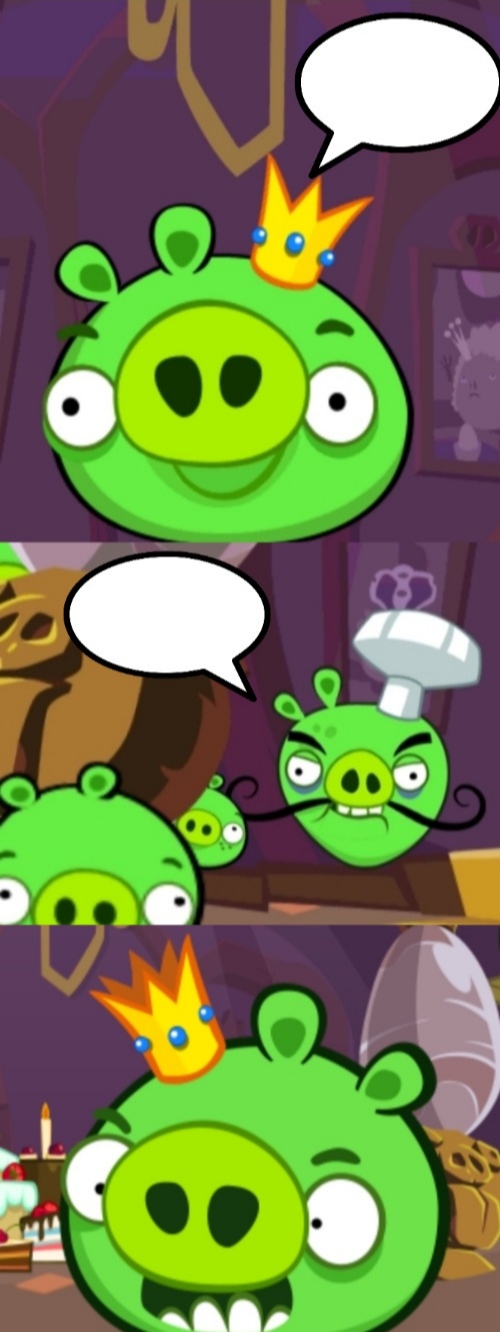 Template meme King Pig Gets Angry At Chef Pig