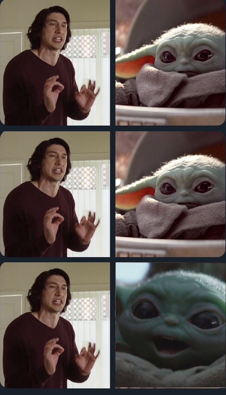 Template meme Kylo Ren teacher Baby Yoda to speak