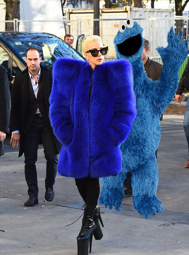 Template meme Lady Gaga and Cookie Monster