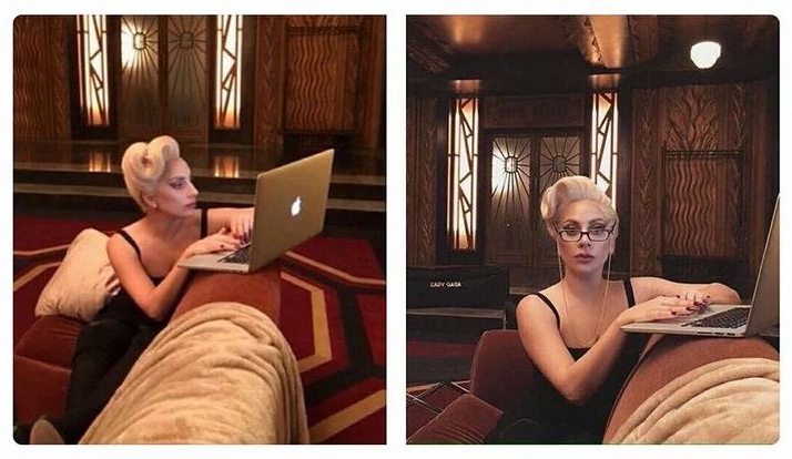 Template meme Lady Gaga on Computer