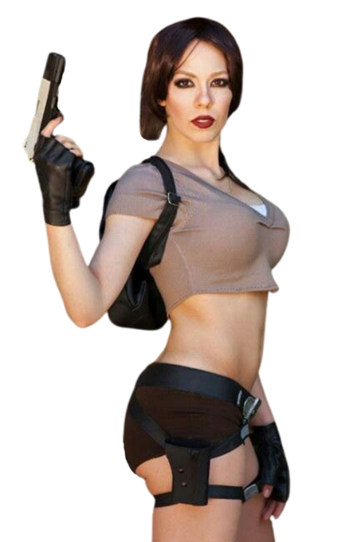 Plantilla de meme Lara Croft cosplay