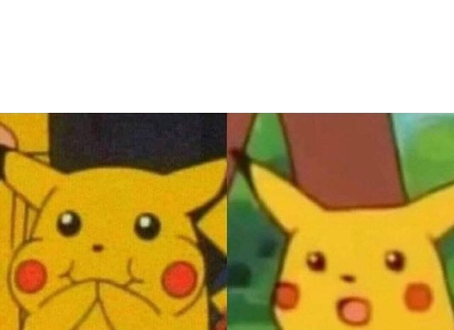 Template meme Laughing Pikachu Surprised Pikachu