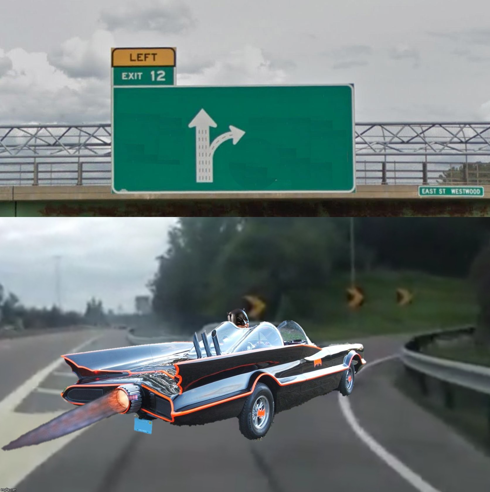 Plantilla de meme Left Exit 12 Batmobile