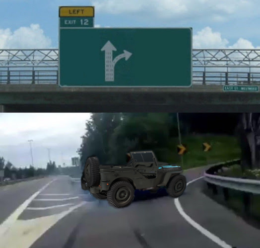 Plantilla de meme Left Exit 12 Off Ramp JEEP