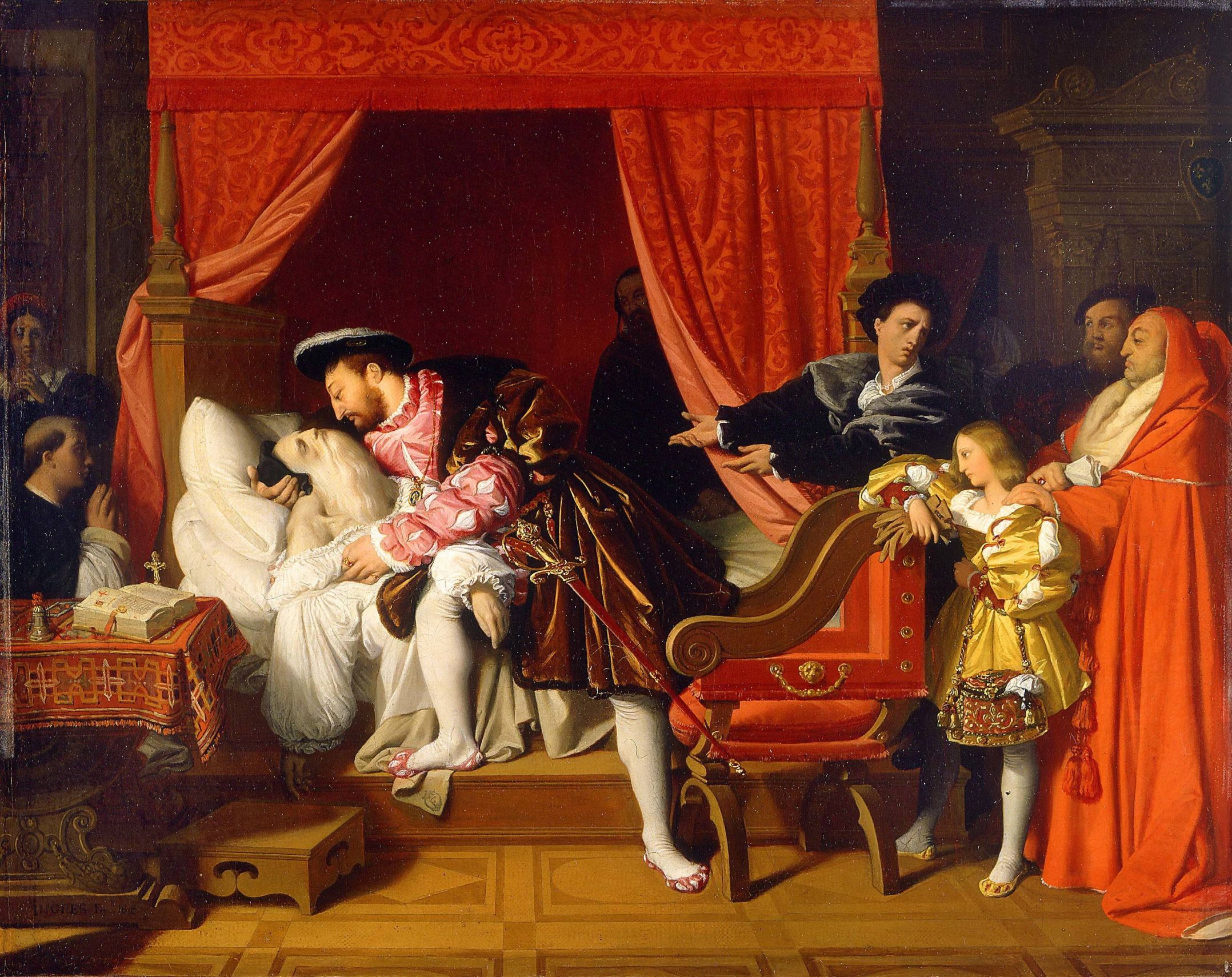 Plantilla de meme Leonardo da Vinci dying in François the first's arms