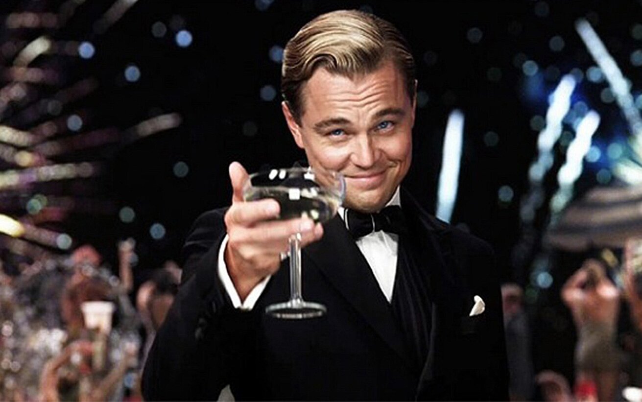 Template meme Leonardo DiCaprio raise glass