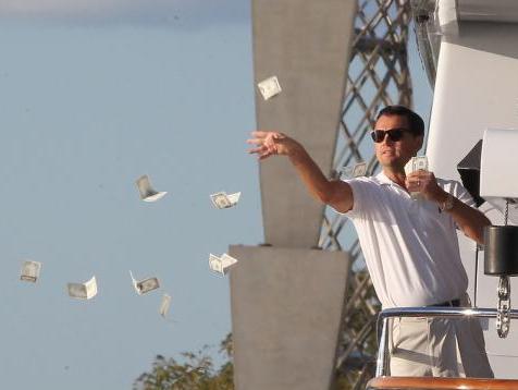 Template meme Leonardo DiCaprio throwing Money 