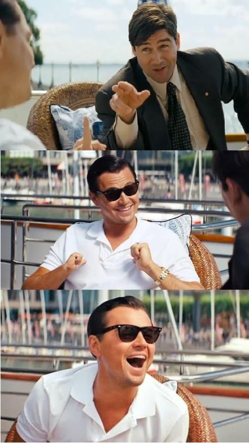 Template meme Leonardo Dicaprio Wolf Of Wall Street V2