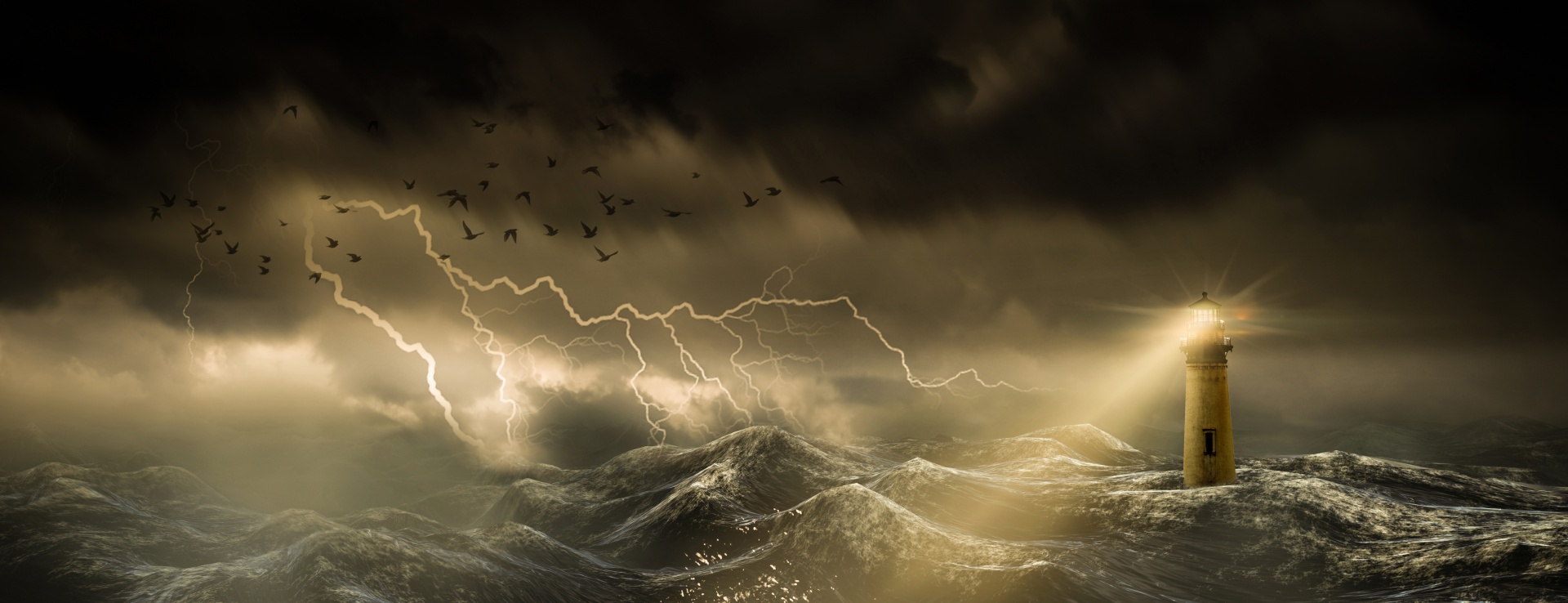 Template meme Lighthouse in Stormy Sea