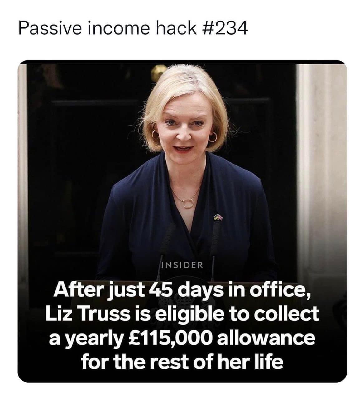 Plantilla de meme Liz Truss passive income