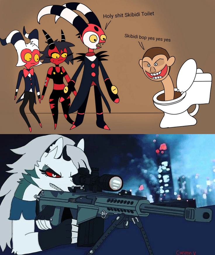 Template meme Loona Saves IMP From Skibidi Toilet