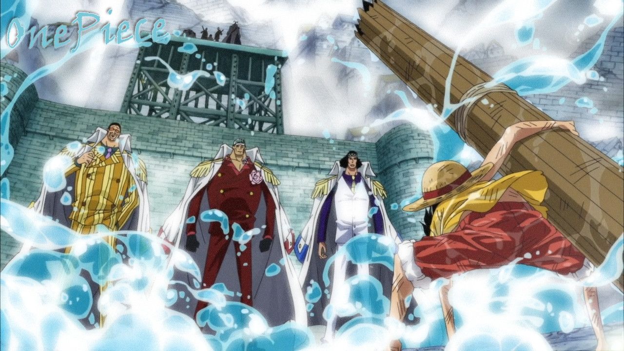 Plantilla de meme Luffy vs marine admirals