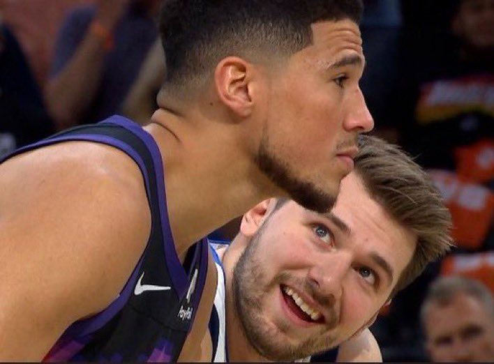 Template meme Luka Doncic and Devin Booker