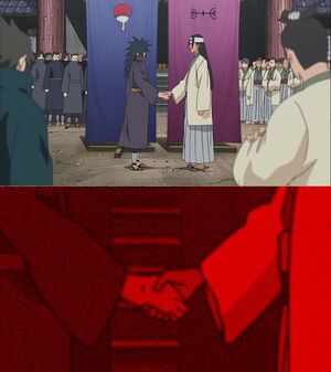 Plantilla de meme Madara and Hashirama Agreement Handshake