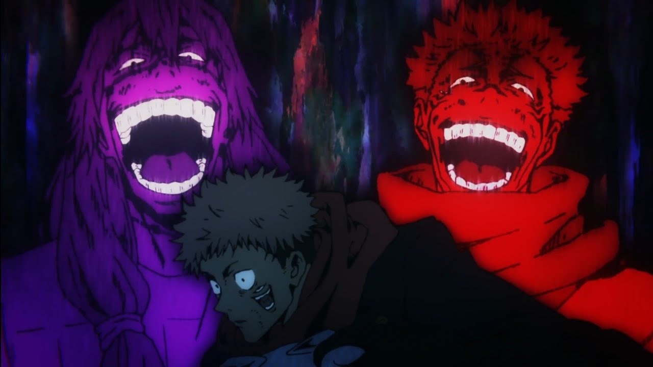 Template meme Mahito and Sukuna laugh