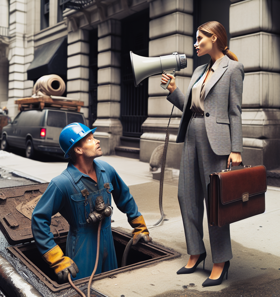 Plantilla de meme Man in Manhole Woman With Megaphone