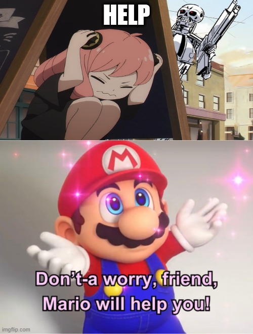Plantilla de meme mario helps anya forger