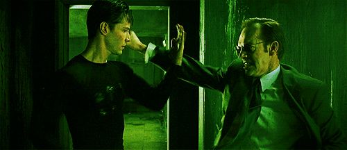 Plantilla de meme matrix neo smith fight