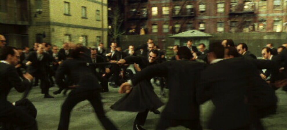 Plantilla de meme Matrix Neo vs Agent Smith Clones