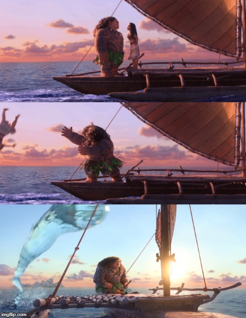 Plantilla de meme Maui Throwing Moana