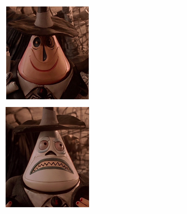 Plantilla de meme Mayor Nightmare Before Christmas (Two Face Comparison)