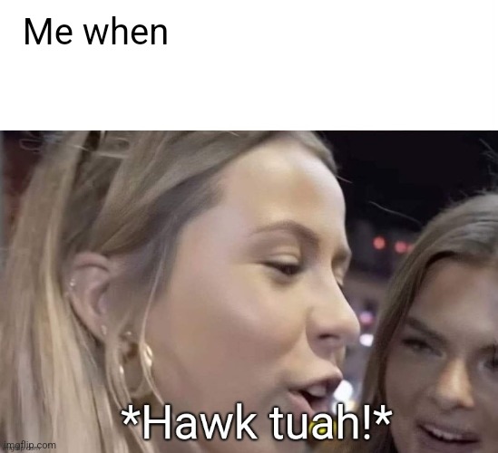Template meme Me when - hawk tuah girl