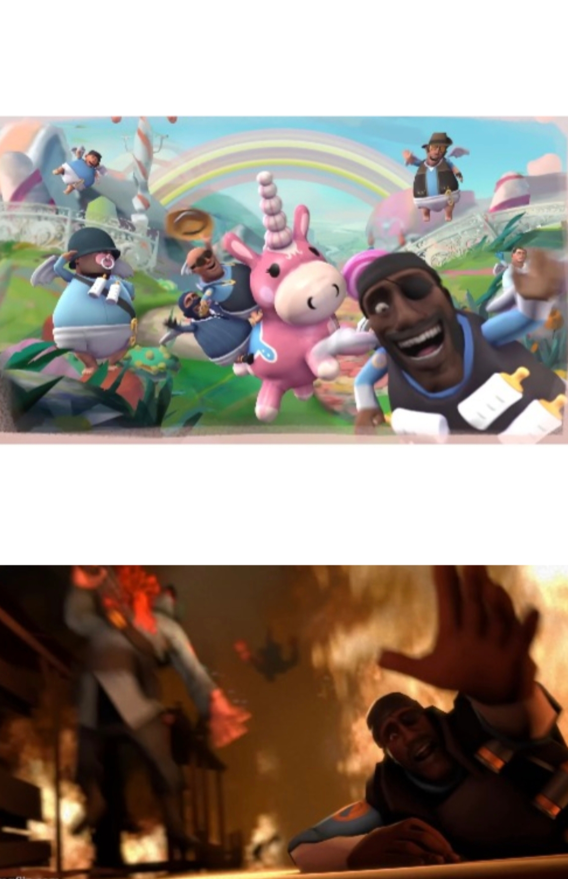 Plantilla de meme Meet the Pyro happy and hell picture
