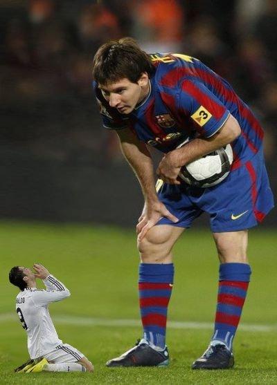Template meme Messi and little ronaldo