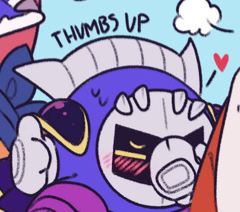 Template meme Meta Knight thumbs up while blushing