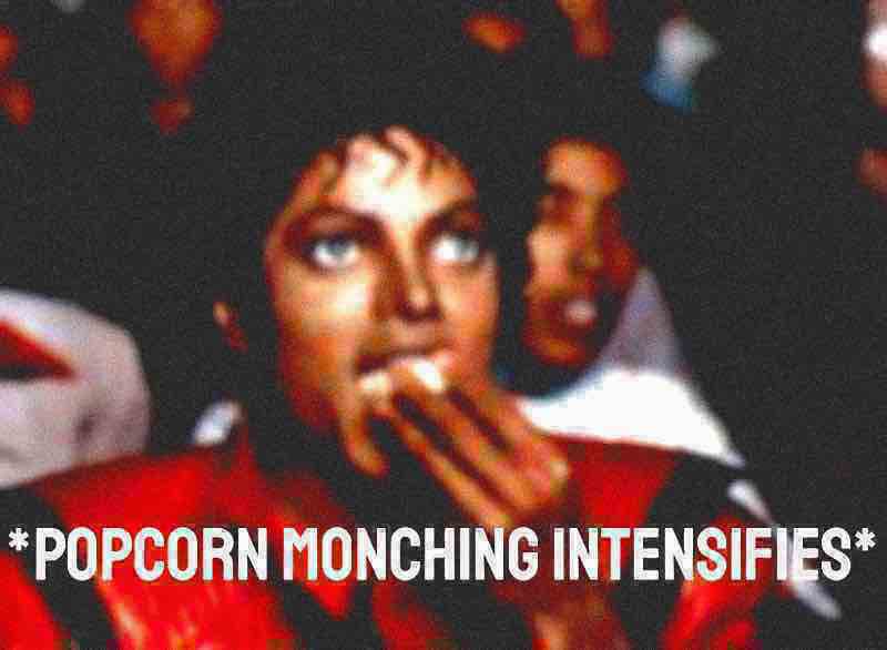 Plantilla de meme Michael Jackson popcorn monching intensifies deep-fried