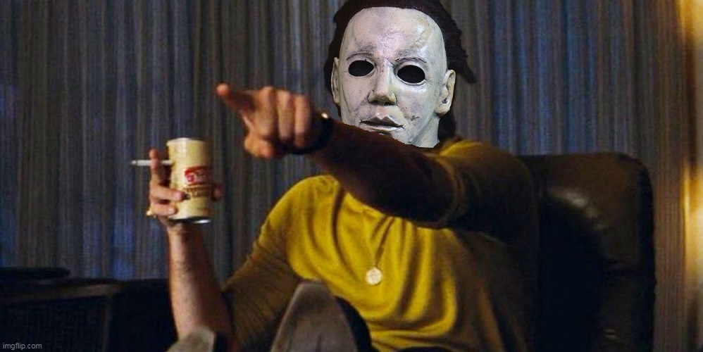 Plantilla de meme MICHAEL MYERS POINTING
