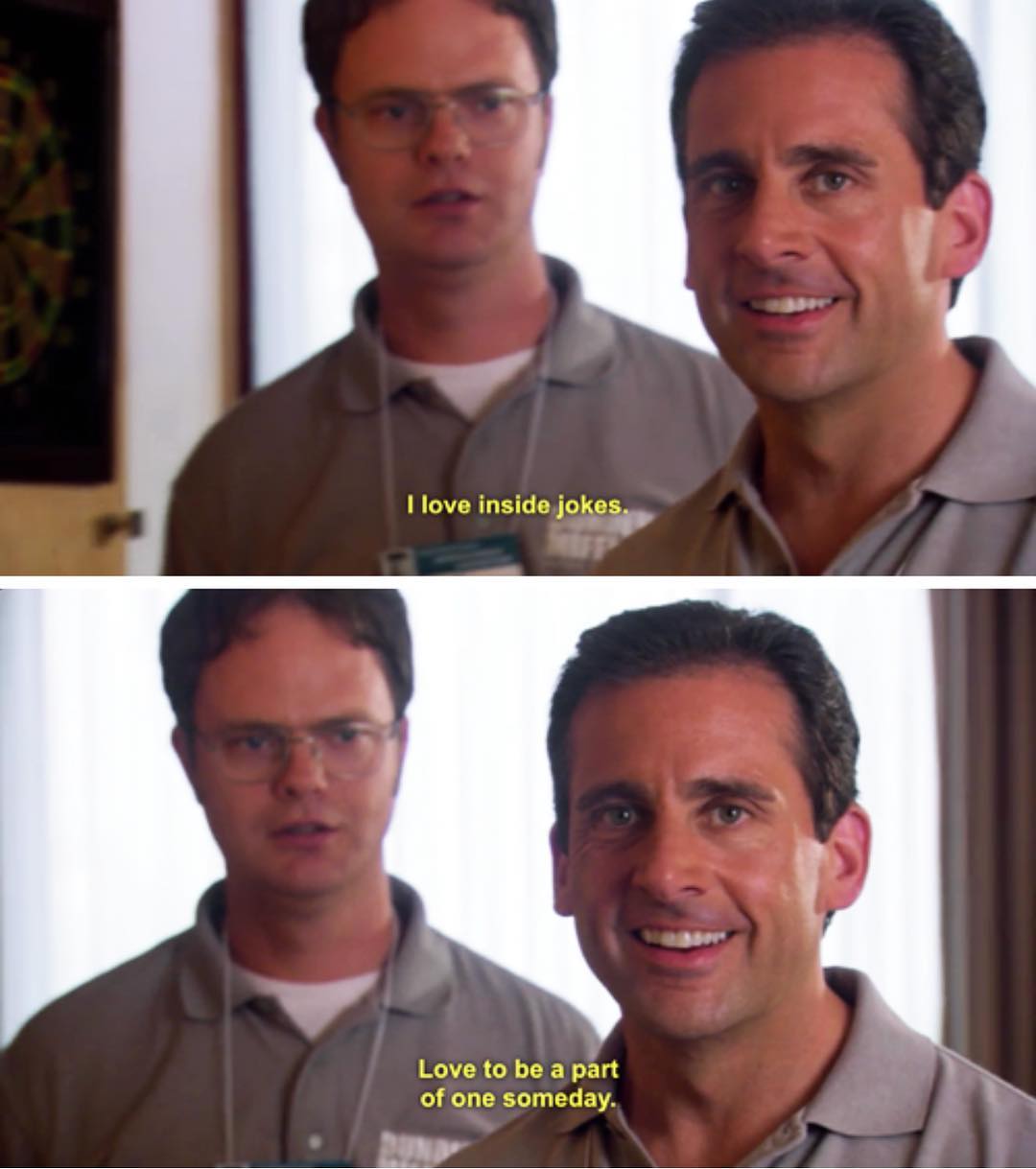 Plantilla de meme Michael Scott - I love inside jokes