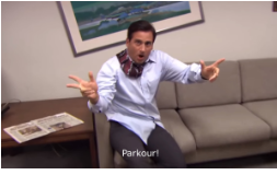 Plantilla de meme Michael Scott Parkour