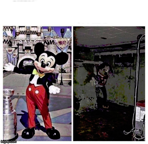 Plantilla de meme Mickey good bad