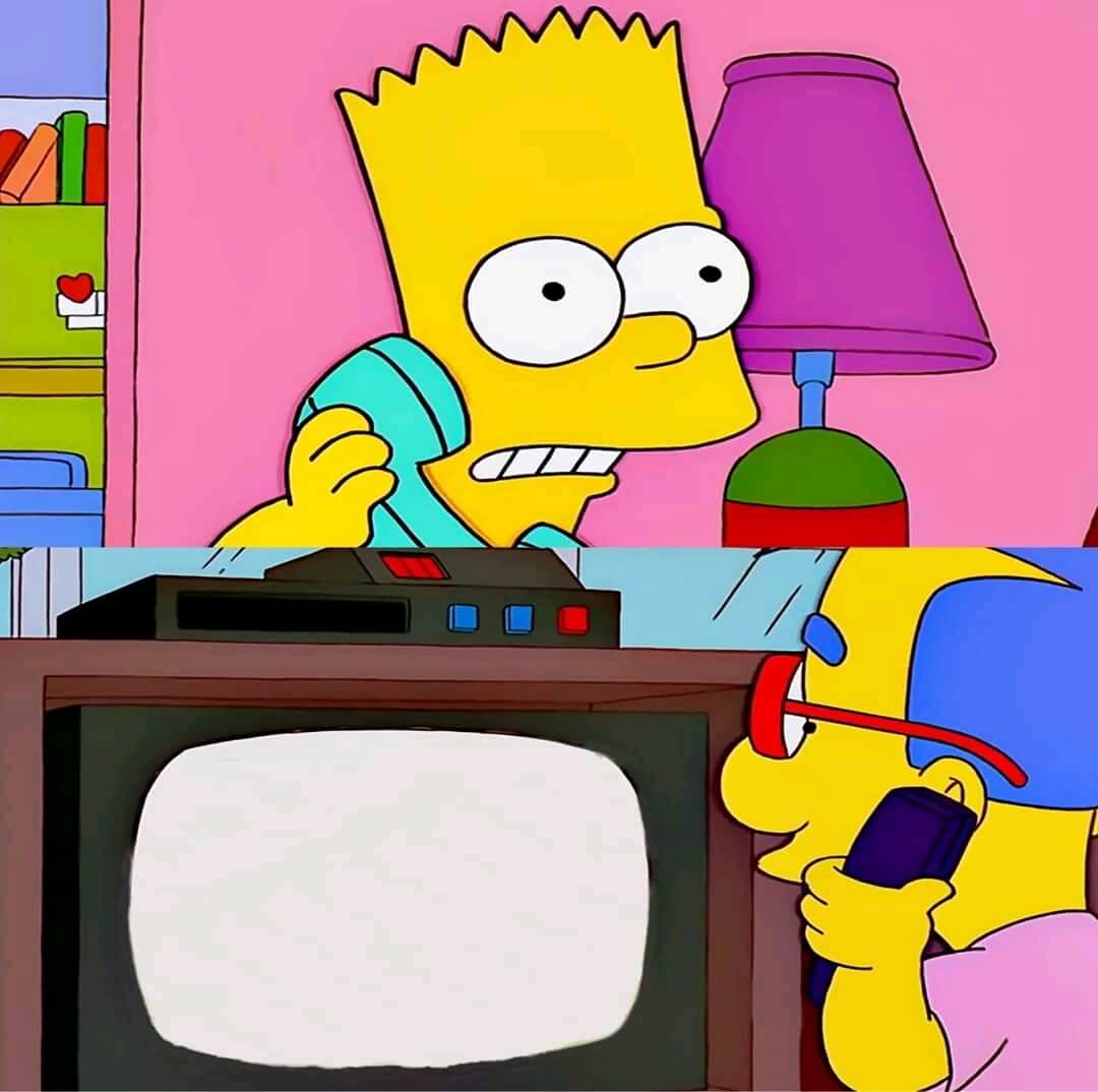 Plantilla de meme Milhouse watching Telettubies