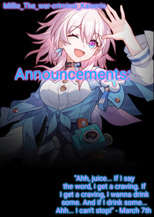 Template meme Millie's Honkai: Star Rail's March 7th announcement template